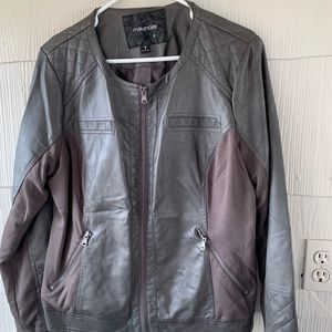 Grey quilted faux leather jacket